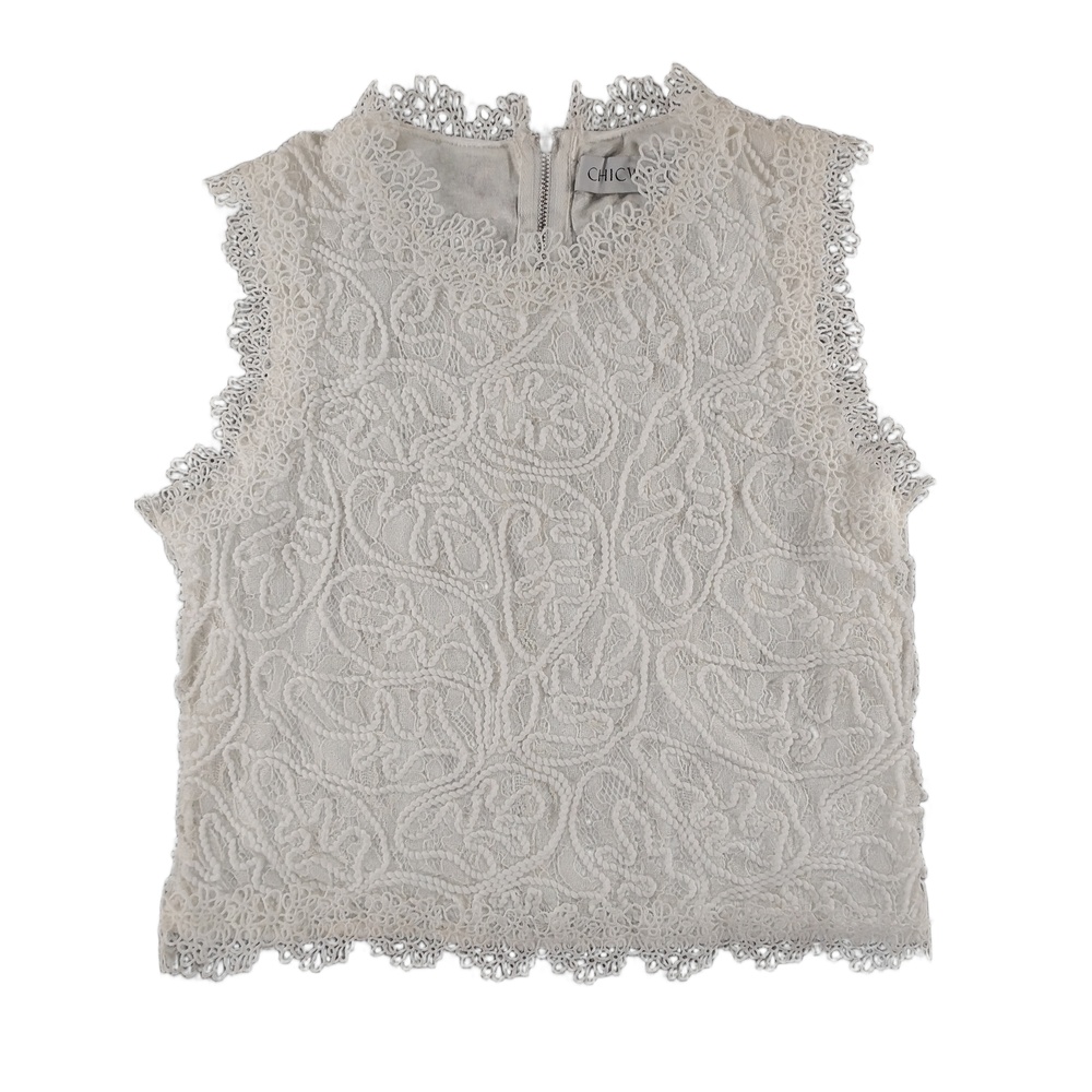 Chicwish Size S Floral Crochet Lace Crop Top Sleeveless Back Zip Boho Festival